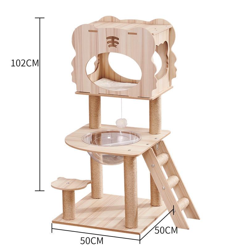 Space Capsule Cat Crawl Nest With Scratching Board - Wooden Pet Toy And Supplies