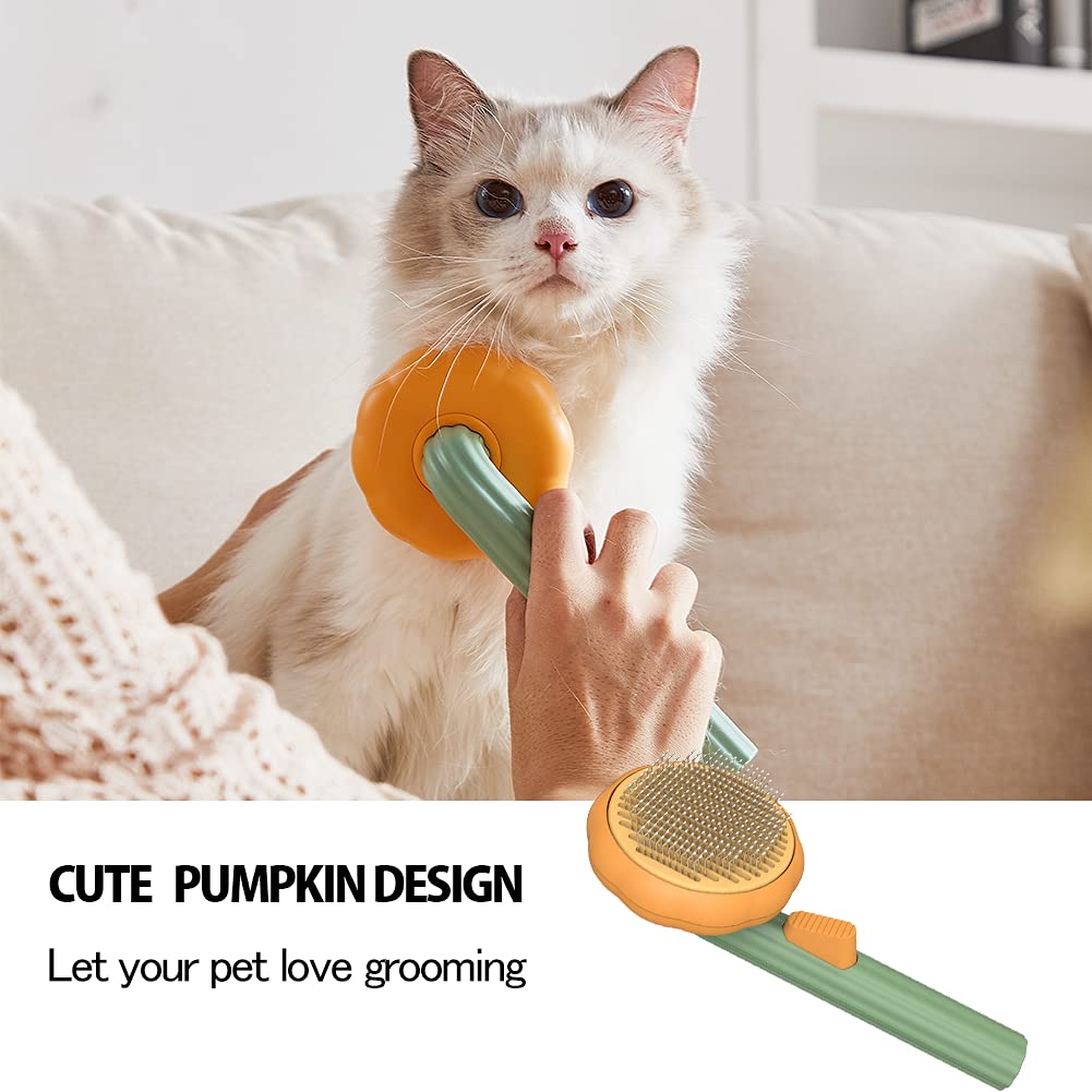 Pet Pumpkin Brush Self Cleaning Slicker Grooming Brush for Dogs