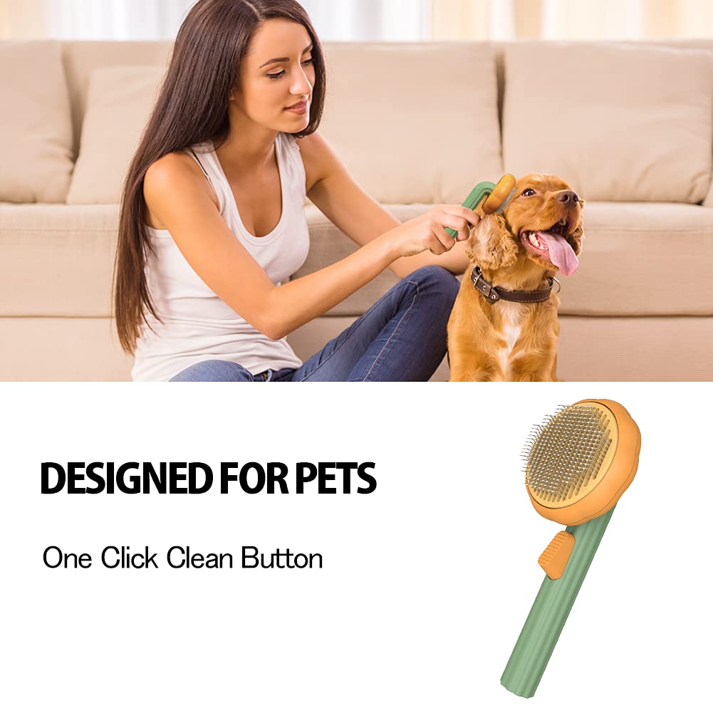 Pet Pumpkin Brush Self Cleaning Slicker Grooming Brush for Dogs