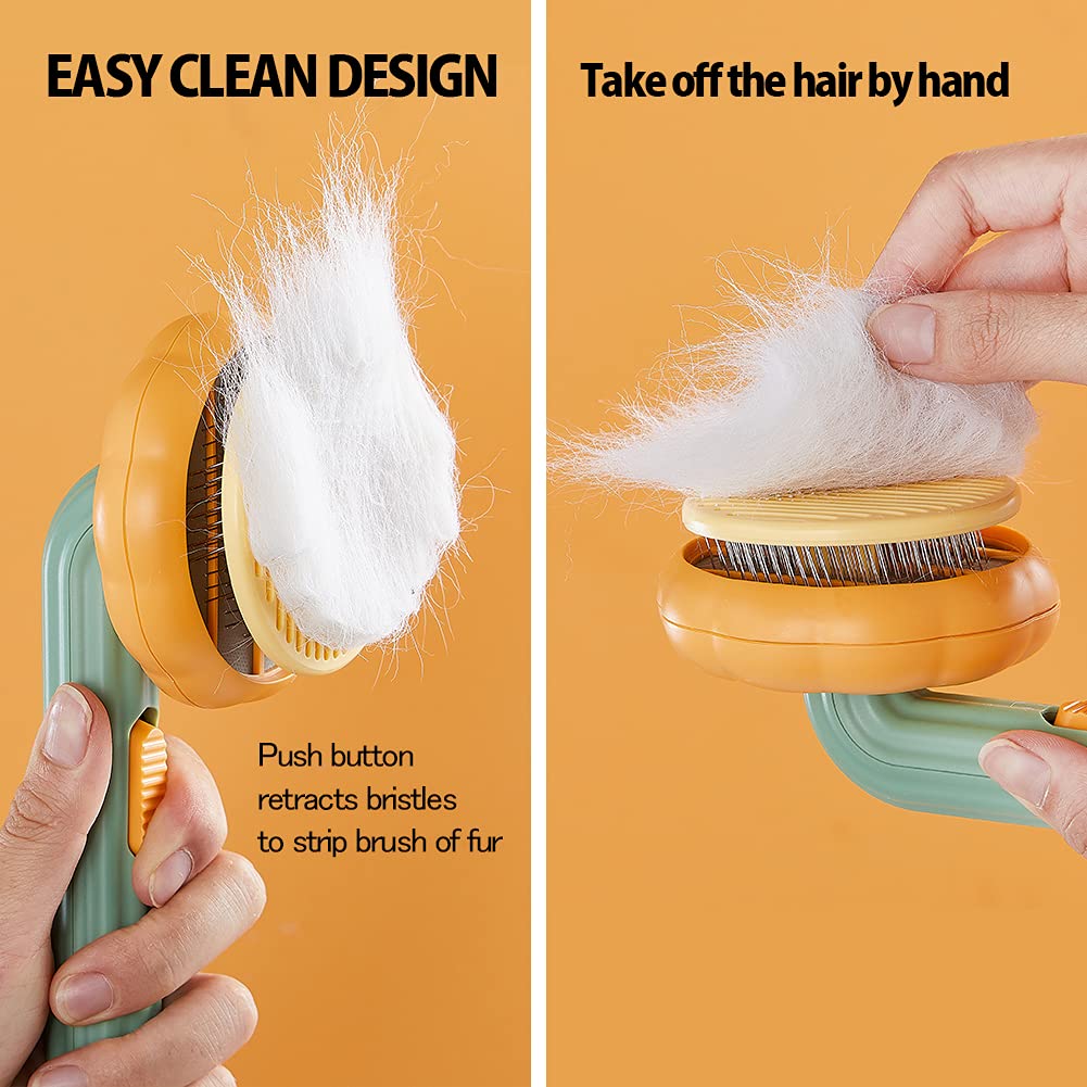 Pet Pumpkin Brush Self Cleaning Slicker Grooming Brush for Dogs