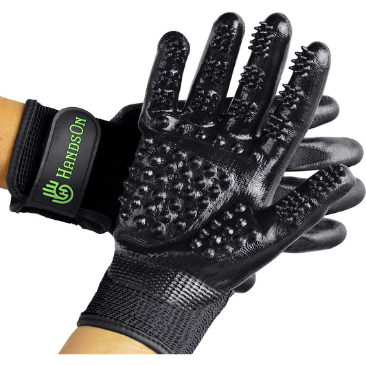 Pet Grooming Gloves Gentle Brush for Cats Dogs Horses Black