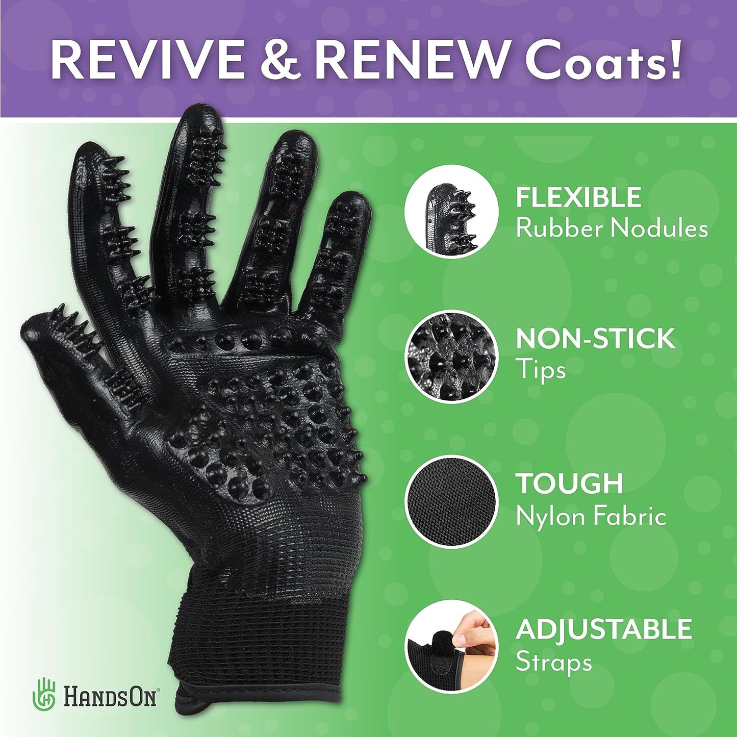 Pet Grooming Gloves Gentle Brush for Cats Dogs Horses Black