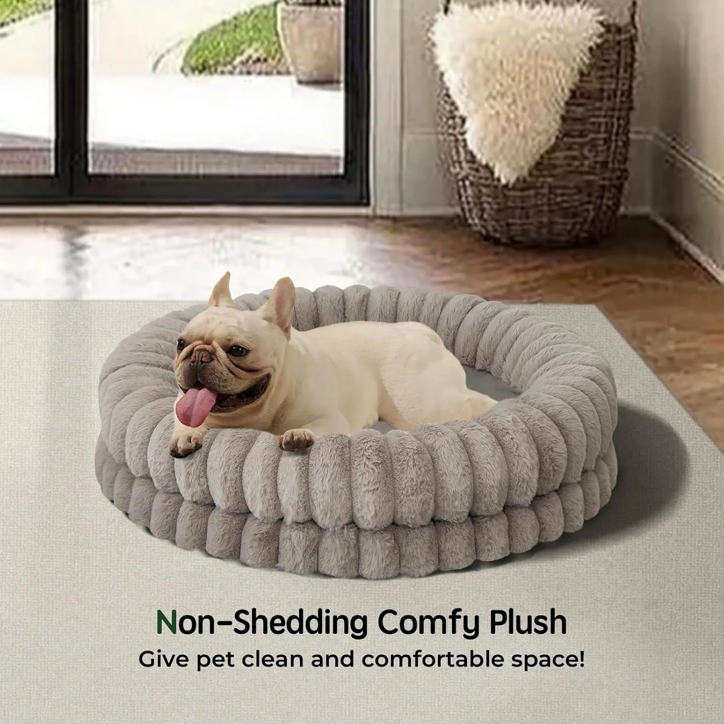Luxury Donut Dog Bed Orthopedic Calming Round Washable Bed
