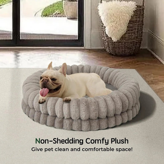 Luxury Donut Dog Bed Orthopedic Calming Round Washable Bed