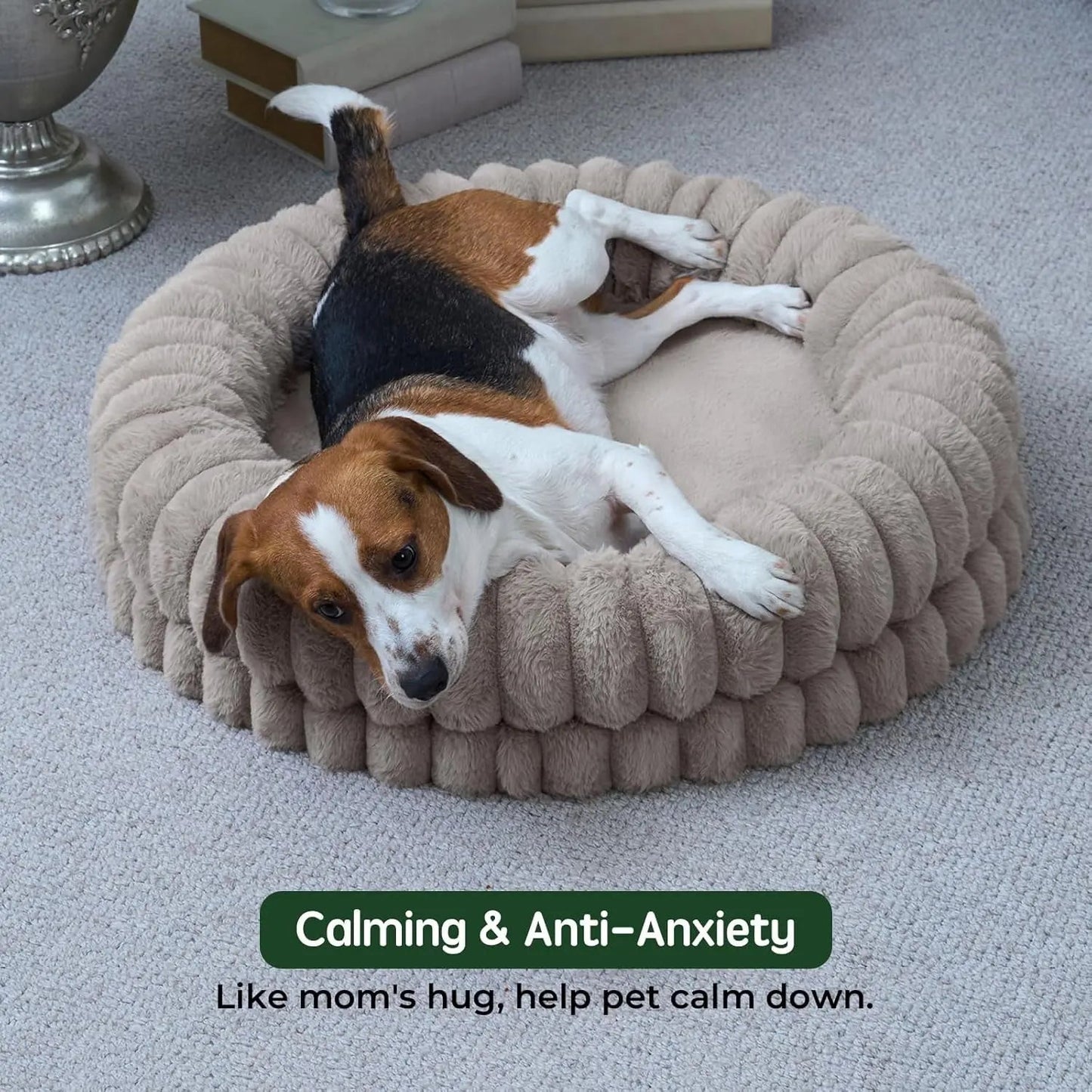 Luxury Donut Dog Bed Orthopedic Calming Round Washable Bed
