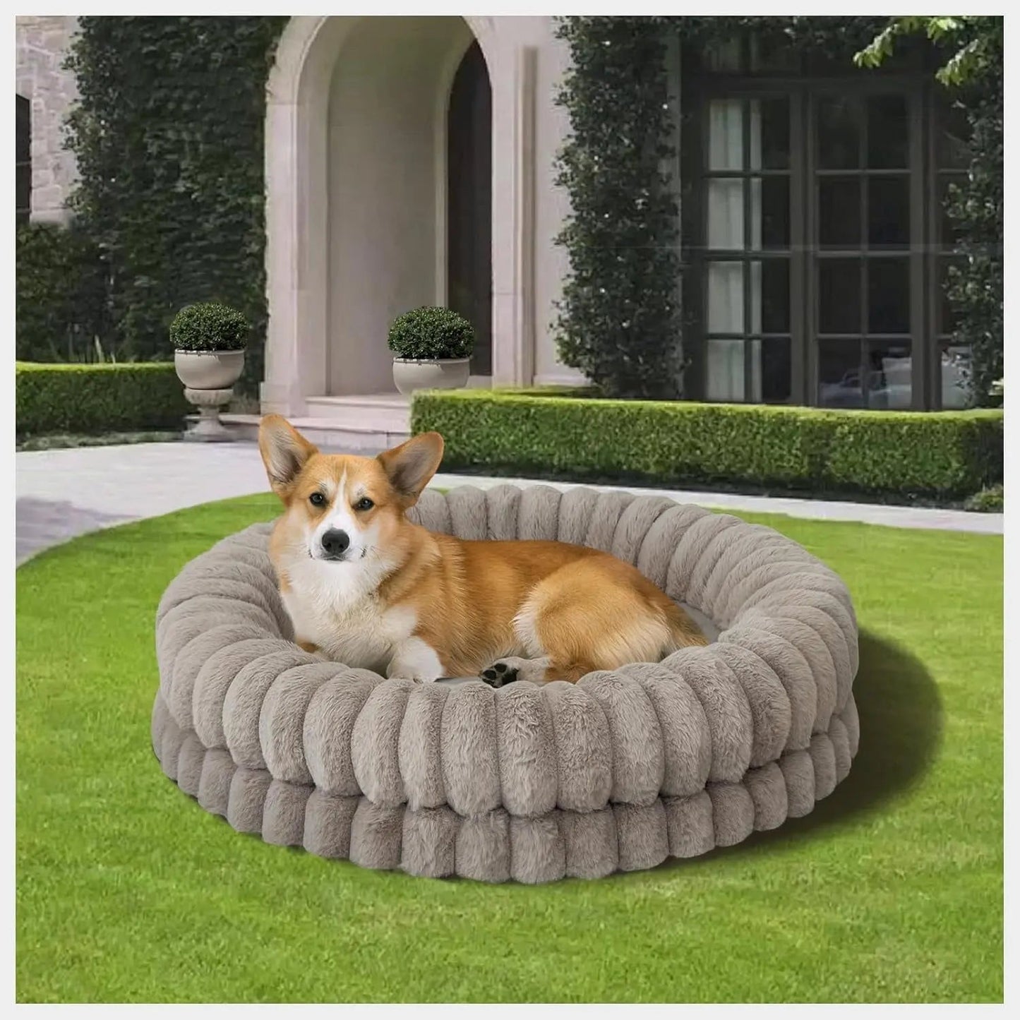Luxury Donut Dog Bed Orthopedic Calming Round Washable Bed