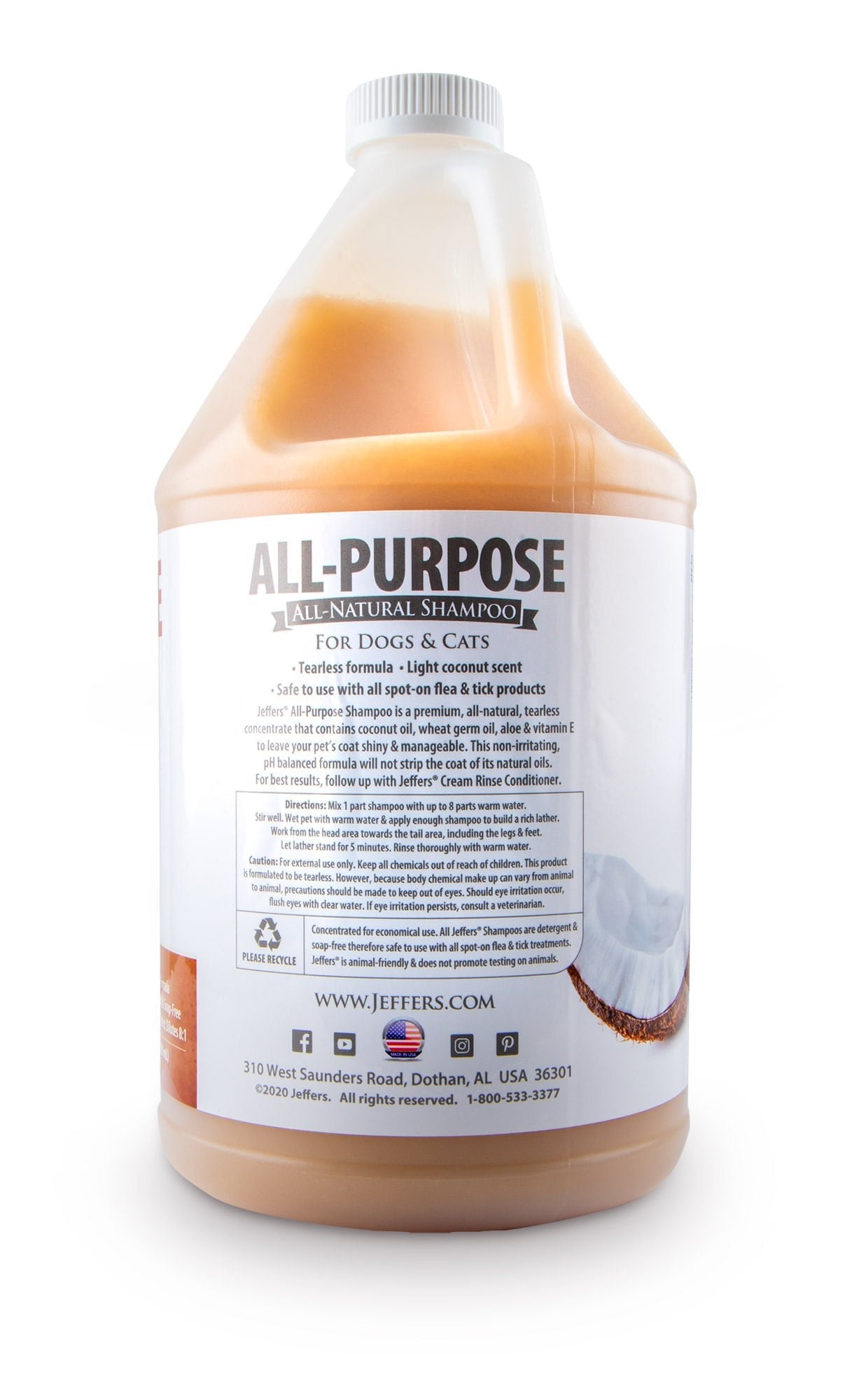Pet Tearless All-Purpose All-Natural Coconut Oil Shampoo for Dogs & Cats